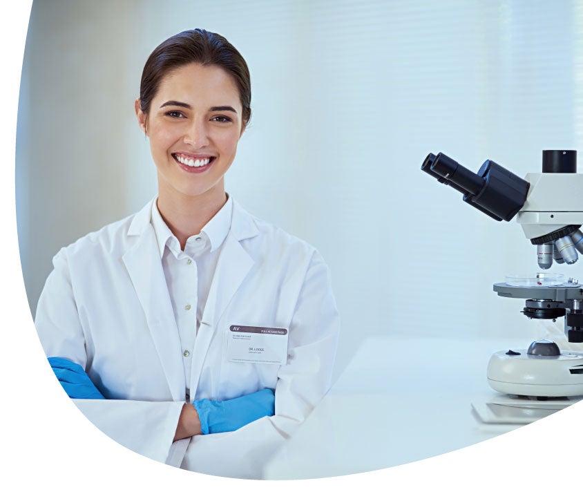 doctor with a microscope on a side